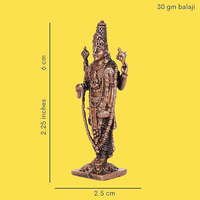 Copper Balaji Idol Spl, 30 Grams, 2.25 inches, Pack of 1 Piece