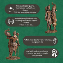 Lord Kartikeya Idol with Peacock | Antique Brass Finish
