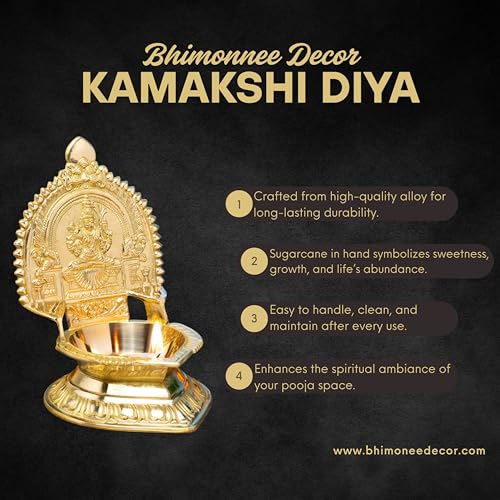 Rajarajeshwari Kamakshi Brass Diya for Pooja | 7.5 Inch, 750g