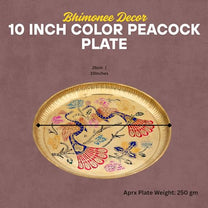 Multicolor Meenakari Peacock Brass Puja Thali | Designer Handcrafted Thali for Aarti