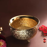 Carving Bowl 8"inch | 700 gm Decorative Brass Bowl with Stand