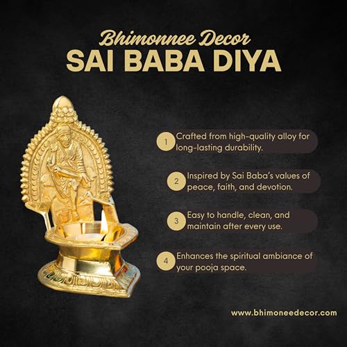Sai Baba Kamakshi Brass Diya for Pooja | 5.5 Inch, 330g