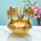 Brass Pooja Diya with Shankh Chakra & Namam | Handcrafted Golden Finish