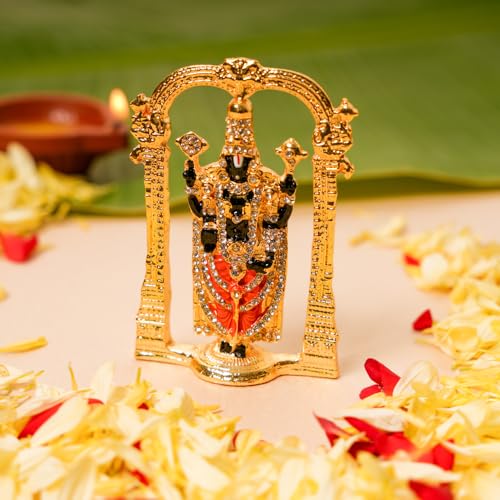 Tirupati Balaji Stone Idol | 3 Inches, Gold