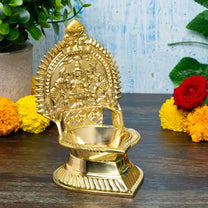 Gaja Lakshmi Kamakshi Brass Diya for Pooja | 6.6 Inch, 600g