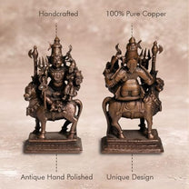 Shiva Parvati on Nandi Idol in Pure Copper, 460gm