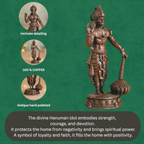 Lord Hanuman Idol with Gada | Antique Brass Finish