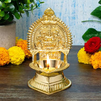 Gaja Lakshmi Kamakshi Brass Diya for Pooja | 6.6 Inch, 600g