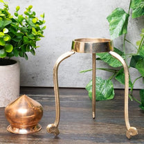 Swastik Abhishek Stand – 6 Inch Large Brass Puja Stand