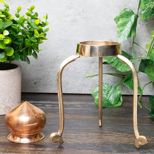 Swastik Abhishek Stand – 6 Inch Large Brass Puja Stand