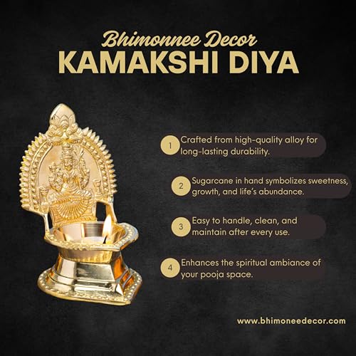Rajarajeshwari Kamakshi Brass Diya for Pooja | 5.75 Inch, 400g