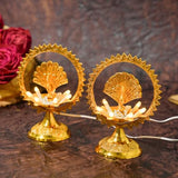 Brass Electric Diya with Golden Polish, 4.5 Inches, Pack of 1 Pair