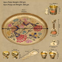 Brass Pooja Thali Set | Traditional Pooja Plate with Diya, Kalash, Cups & Accessories