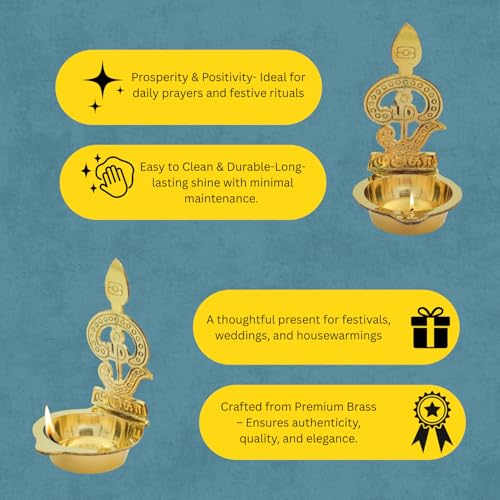Brass Murugan Vel Pooja Diya | Handcrafted Golden Finish