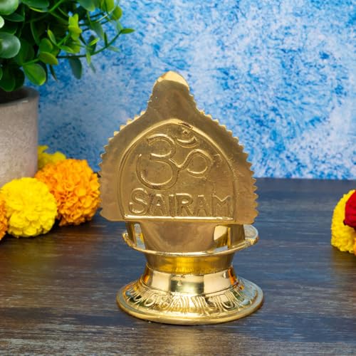 Sai Baba Kamakshi Brass Diya for Pooja | 5.5 Inch, 330g