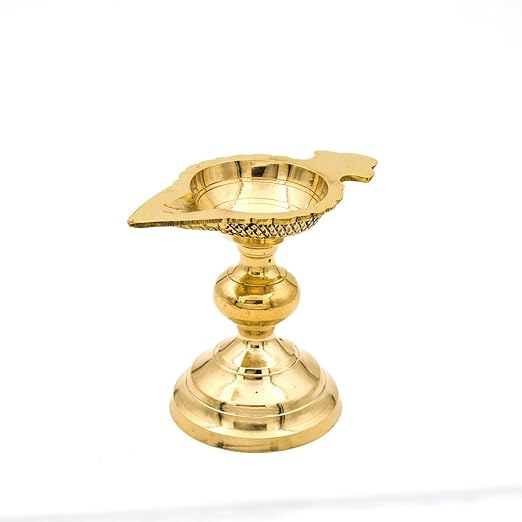 Brass Diya Aarti | 9x11 cm, 240 gm | Traditional Pooja Oil Lamp for Mandir & Festivals | Handcrafted Aarti Deepam with Sturdy Base | Decorative Spiritual Home & Temple Accessory
