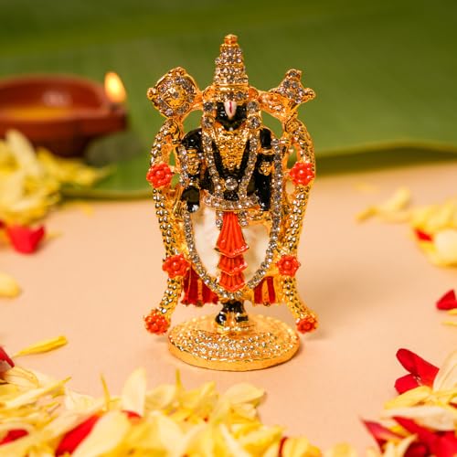 Gold-Plated Tirupati Balaji Stone Idol | 8 CM