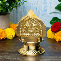 Gaja Lakshmi Kamakshi Brass Diya for Pooja | 5.75 Inch, 380g