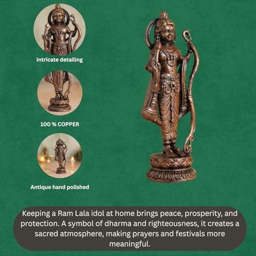 Lord Rama Idol | Antique Brass Finish Ram Murti with Bow & Arrow