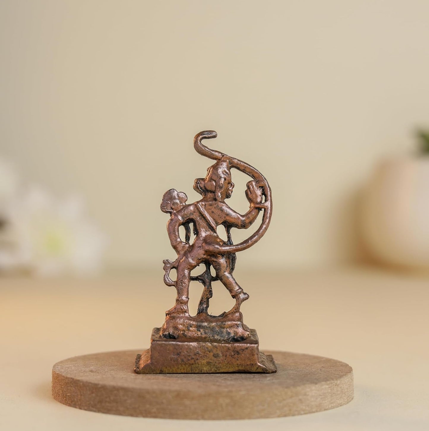 Side Hanuman | 2-Inch 30gm Handmade Copper Idol | Mini Hanuman Murti for Pooja | Home Temple & Car Dashboard Decor