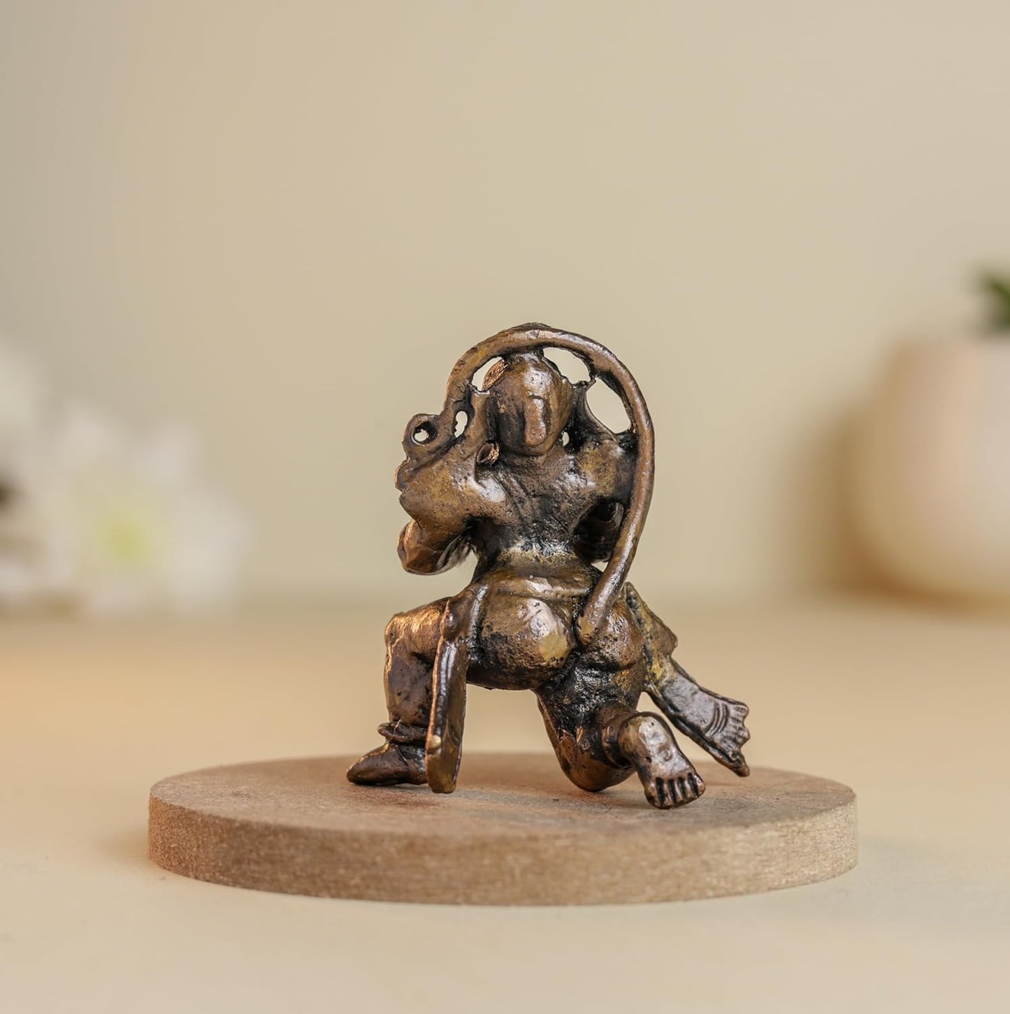 Leg Down Hanuman 50gm | 1.5-Inch Handmade Copper Idol | Patina Antique Finish | Hanuman Murti for Pooja