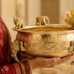 Elephant Carving Urali Bowl 6" | 570 gm Decorative Brass Bowl & Platter | Home Decor, Pooja & Gifting | Brass | Gold