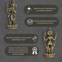 Flower Bottom Krishna Panchloha Idol | Size 10 × 3 cm | Approx 170 gm | Handcrafted Lord Krishna Statue for Home Temple and Pooja