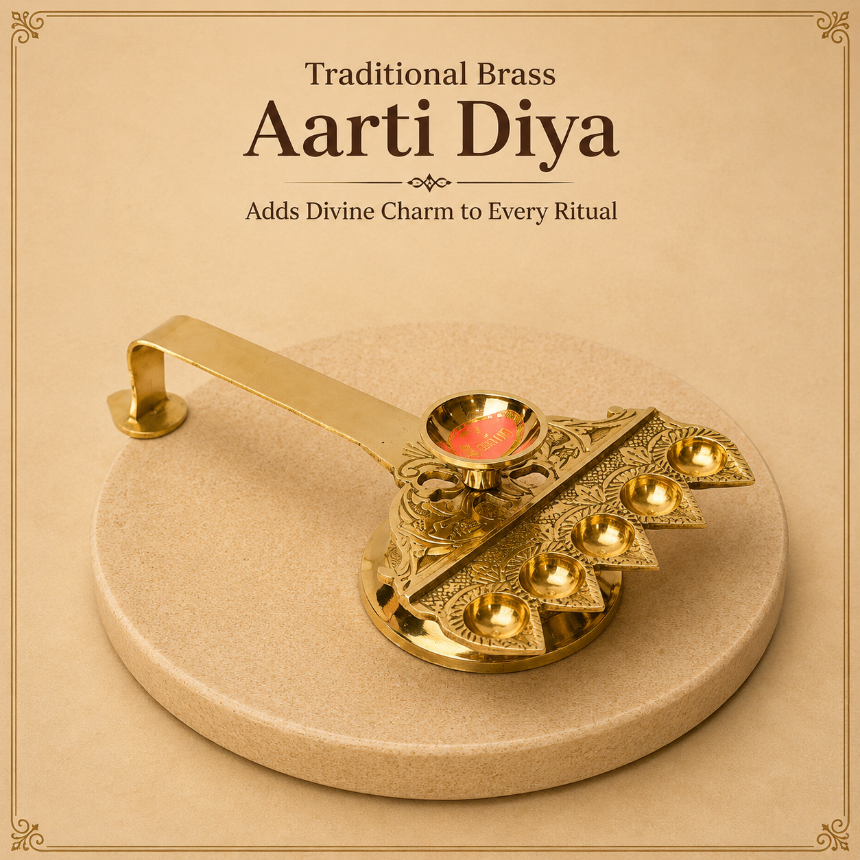 Pure Brass Panch Aarti, Deep, Deepak, Diya for Pooja Purposes, 2.4 Inches, 370gm