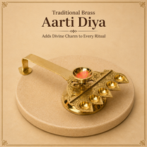 Pure Brass Panch Aarti, Deep, Deepak, Diya for Pooja Purposes, 2.4 Inches, 370gm