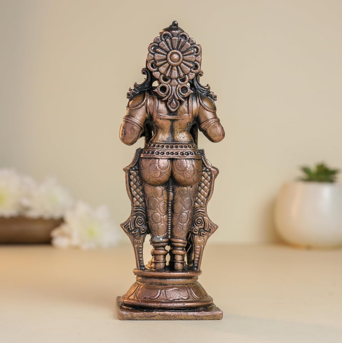 Udupi Krishna with Snake | 12 cm | 410gm Handmade Copper Idol | Antique Patina Finish | Lord Krishna Murti Statue | Pooja Mandir Home