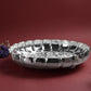 Etching Halwa Plate for Pooja & Serving | Silver Finish Decorative Sweet Prasad Plate | Traditional Temple Home Mandir Festive Use | Size 22.6 cm Diameter