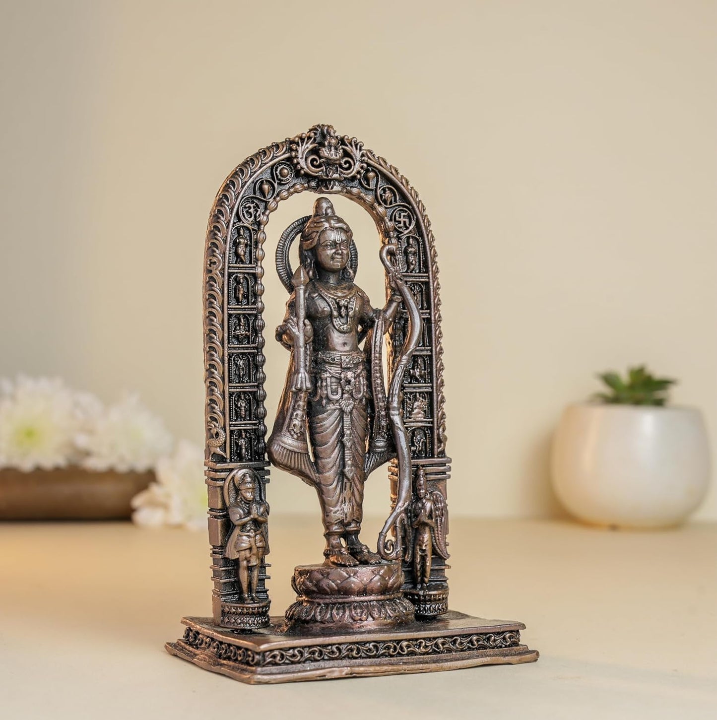 Prabavalli Ram Lala | 15 cm | 380gm Handmade Copper Idol | Antique Patina Finish | Lord Ram Murti Statue