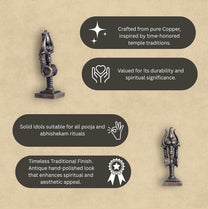 Trishul Damruga | 2-Inch - 30gm Handmade Copper Idol | Shiv Trishul with Damru for Pooja