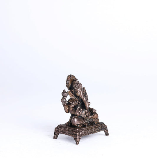 Peeta Ganesha Idol | 60 gm Brass ,5 inches Finish Ganpati Murti | Sitting Ganesh Statue for Home Temple