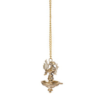 Brass Hanging Diya | Ethnic Big Peacock Design Oil Lamp (Medium, Pack of 1)