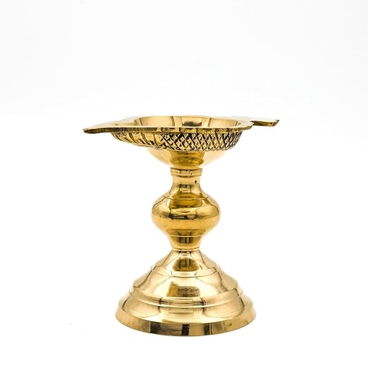 Brass Diya Aarti | 9x11 cm, 240 gm | Traditional Pooja Oil Lamp for Mandir & Festivals | Handcrafted Aarti Deepam with Sturdy Base | Decorative Spiritual Home & Temple Accessory