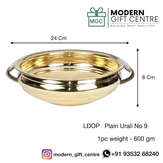 Pure Brass Urli Bowl | Elegant Plain Design | 9.5 inches Decorative Urli for Home & Living Room Décor | Traditional Indian Uruli for Pooja & Festive Decoration
