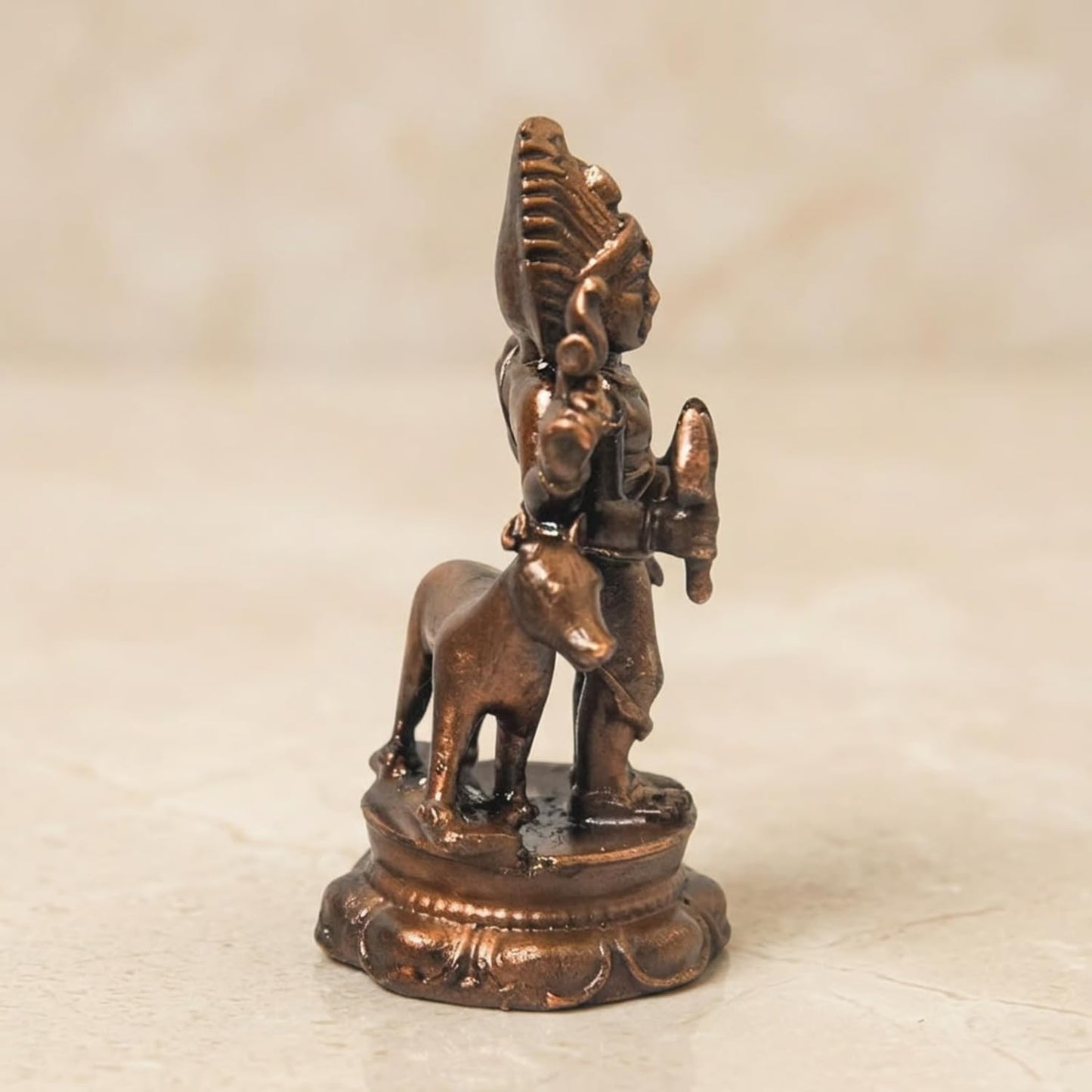 Copper Kalabhairava Idol with Patina Antique Finish, 2.4-Inch