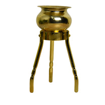 4-Inch Brass Round Abhishek Stand Set with Kalash
