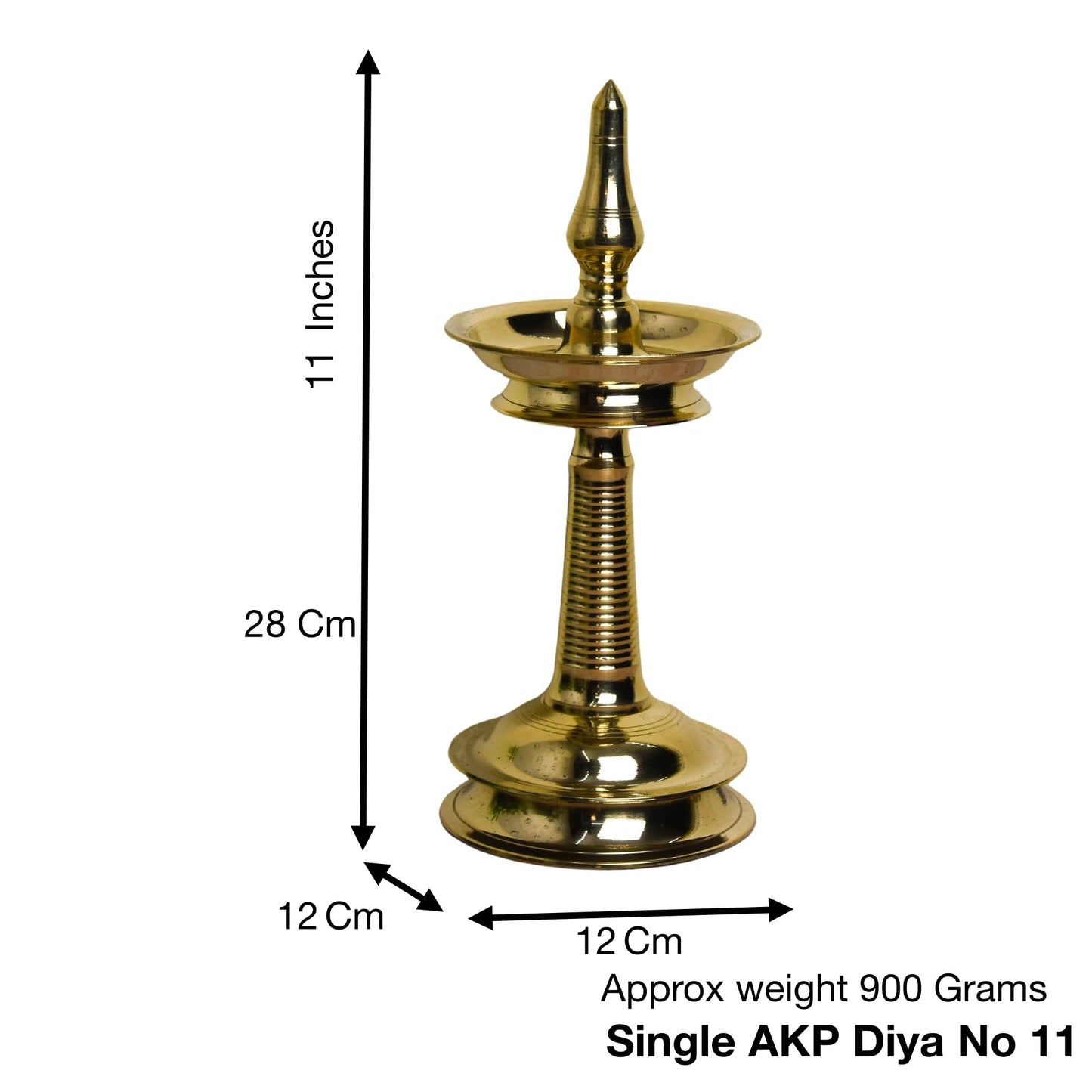 Brass Kerala AKP Diya | 11 Inches | Brass Colour | Pack of 1 Piece