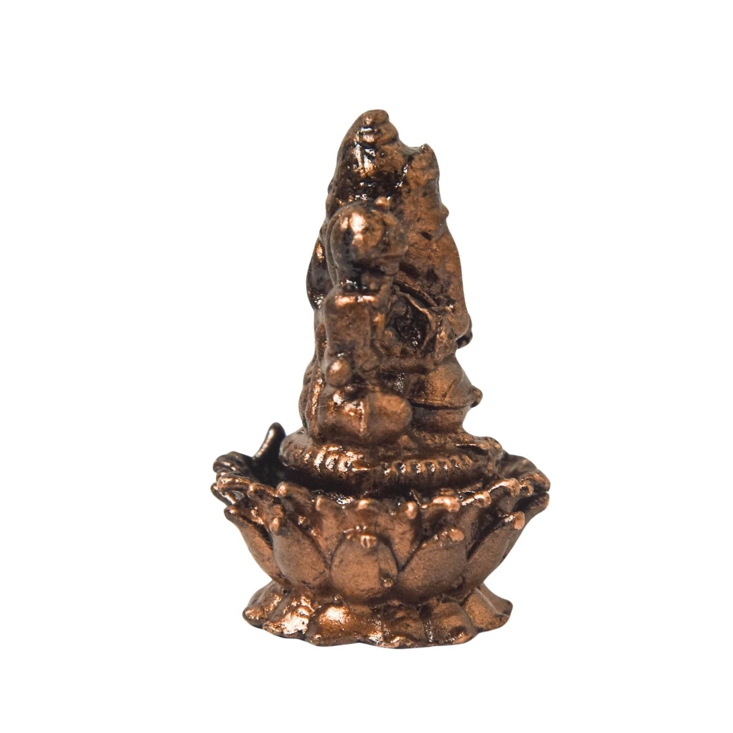 Copper Lotus Ganesha Idol, 1.2 Inch, Patina Antique Finish