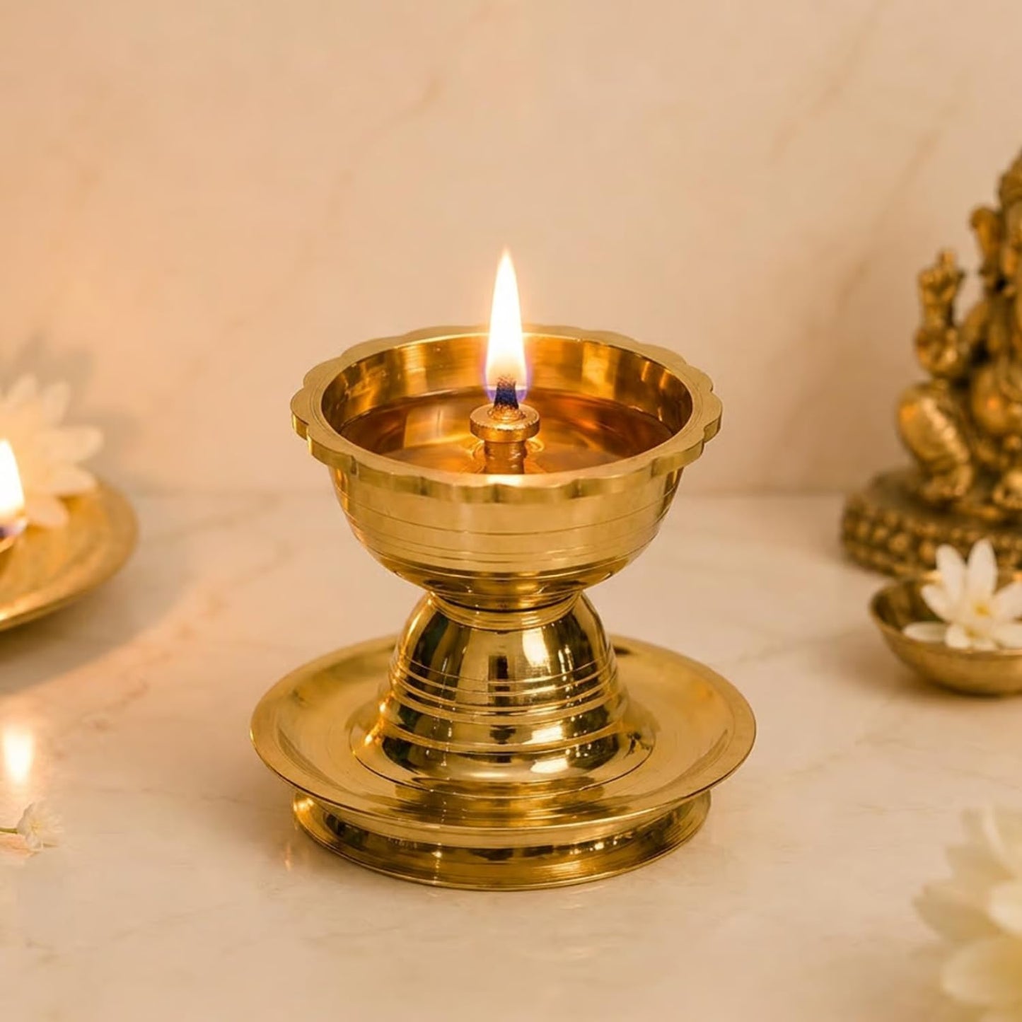 Pure Brass Akhand Diya | Handcrafted in India - 2.5 inches