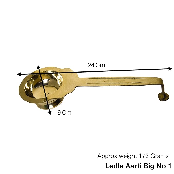 Pure Brass Ledle Aarti | Traditional Dhoop Aarti Stand | Pooja Essential for Home Temple Rituals (173 Grams, Pack of 1 Piece)
