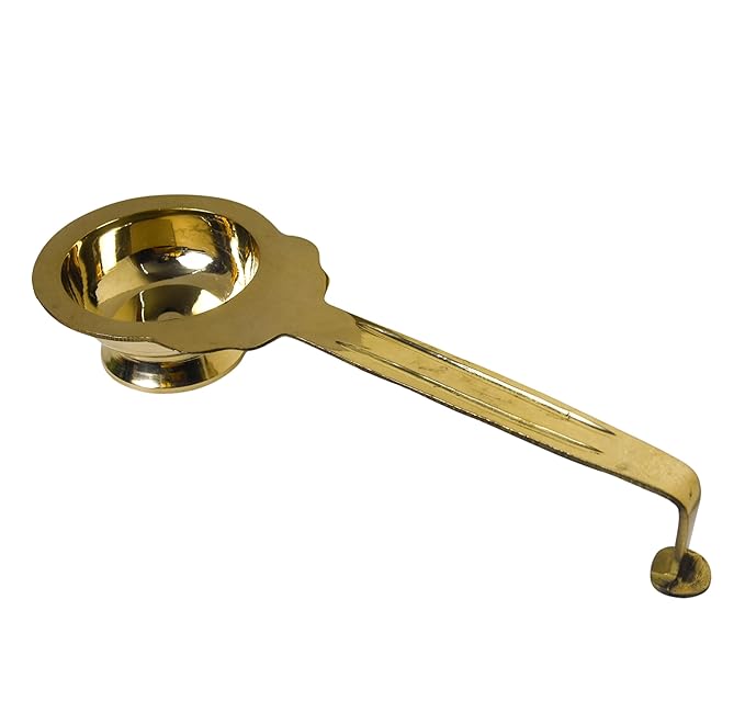Pure Brass Ledle Aarti | Traditional Dhoop Aarti Stand | Pooja Essential for Home Temple Rituals (173 Grams, Pack of 1 Piece)