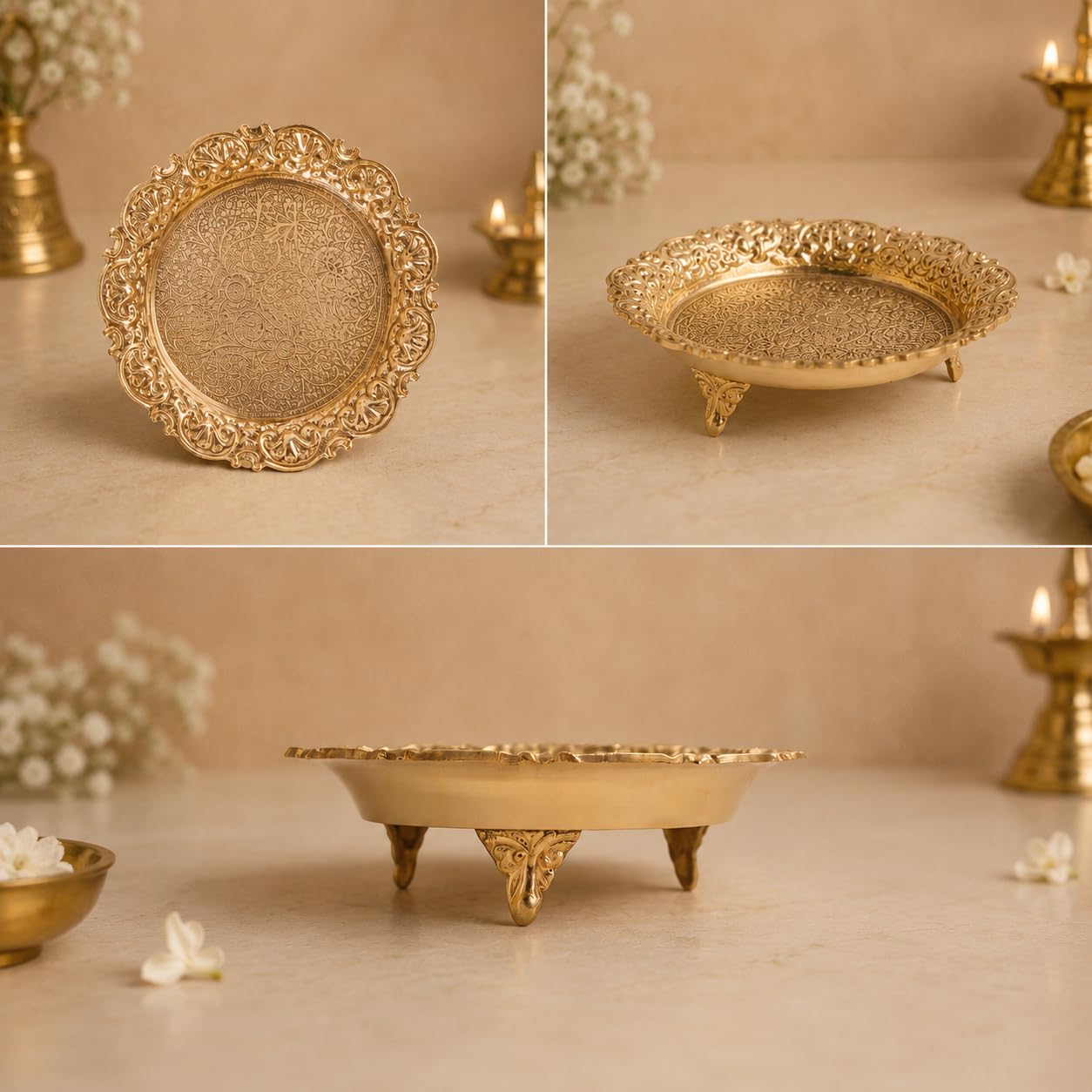 Brass Chowki for God Idols | 5-Inch | Heavy-Duty 220 gm Stand
