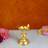 Brass Diya Aarti | 9x11 cm, 240 gm | Traditional Pooja Oil Lamp for Mandir & Festivals | Handcrafted Aarti Deepam with Sturdy Base | Decorative Spiritual Home & Temple Accessory