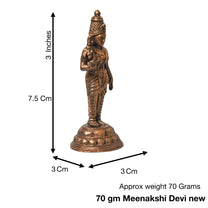 Copper Meenakshi Devi Idol with Patina Antique Finish, 3-Inch