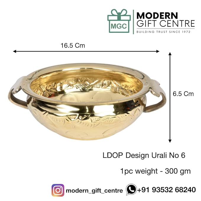Pure Brass Urli Bowl | Solid Hammered Design | Decorative Bowl 6.5" | 500 ML | Festive Decor | Floating Candle Bowl | Pooja Essential | Home & Office Accent