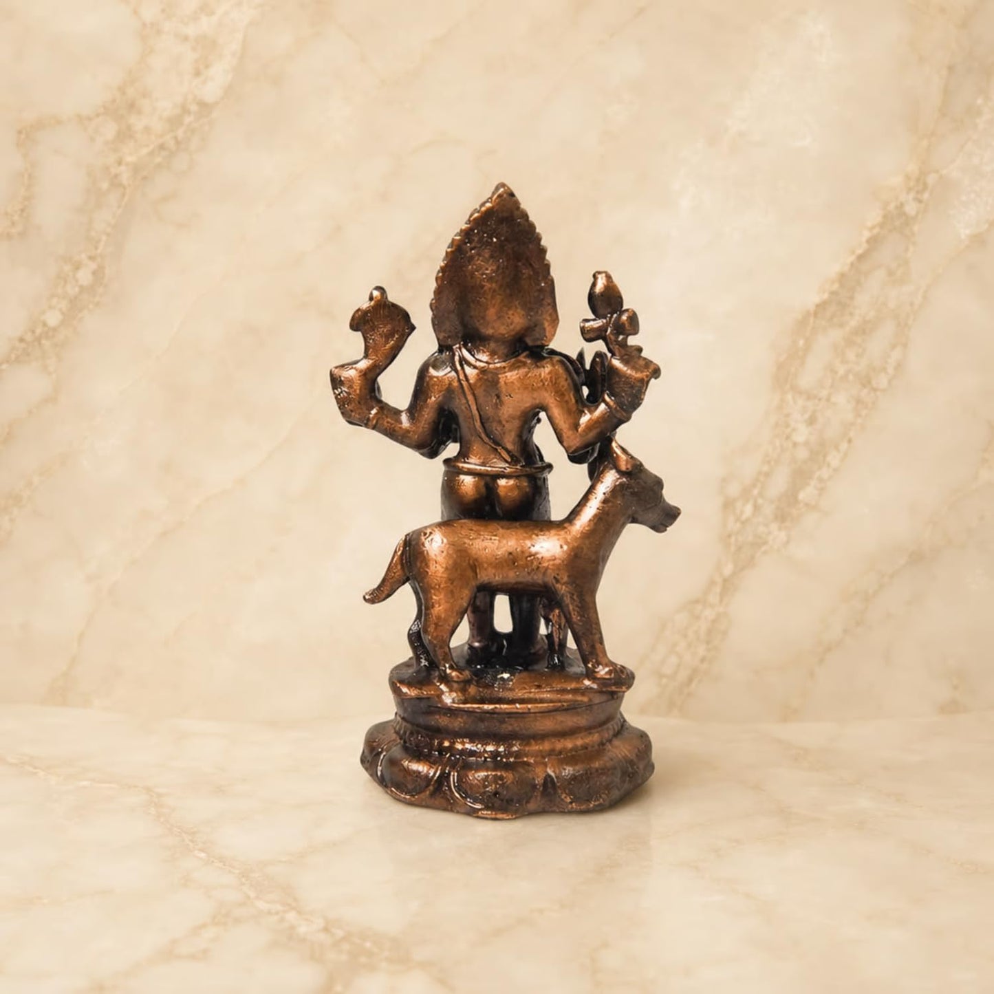 Copper Kalabhairava Idol with Patina Antique Finish, 2.4-Inch