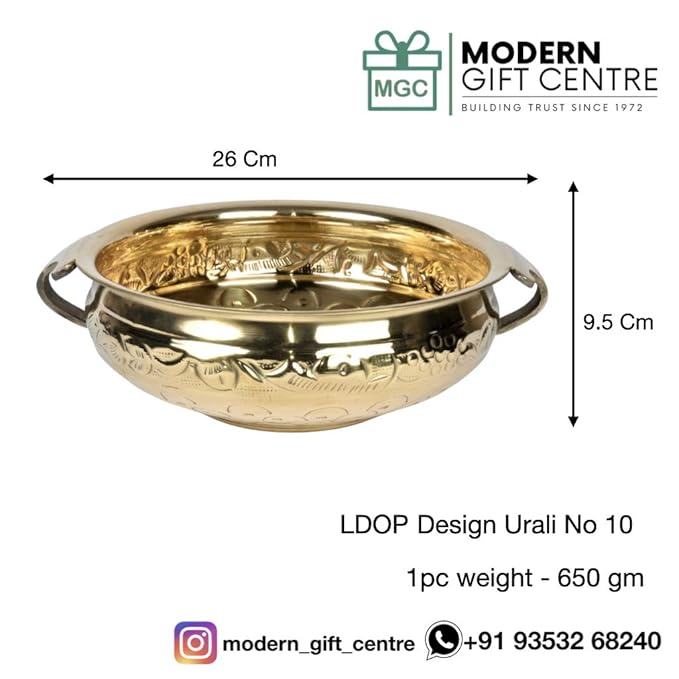Pure Brass Solid Hammered Design Urli Bowl | 10-Inch Decorative Uruli (500 ML) | Traditional Brass Bowl for Home, Pooja & Festive Décor | Perfect for Floral & Candle Arrangements